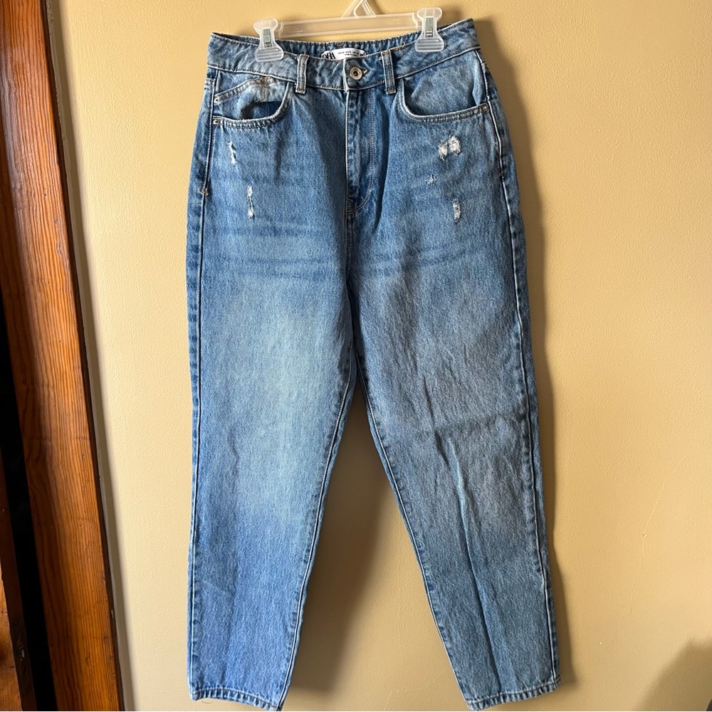 Zara Light Blue High-Rise Mom Jeans